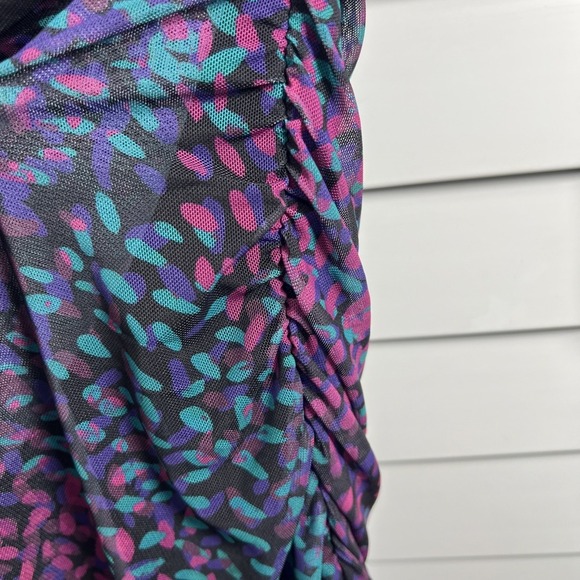 Express Off The Shoulder Long Sleeve Mesh Ruched Bodycon Dress Size Medium NWT - Picture 6 of 10